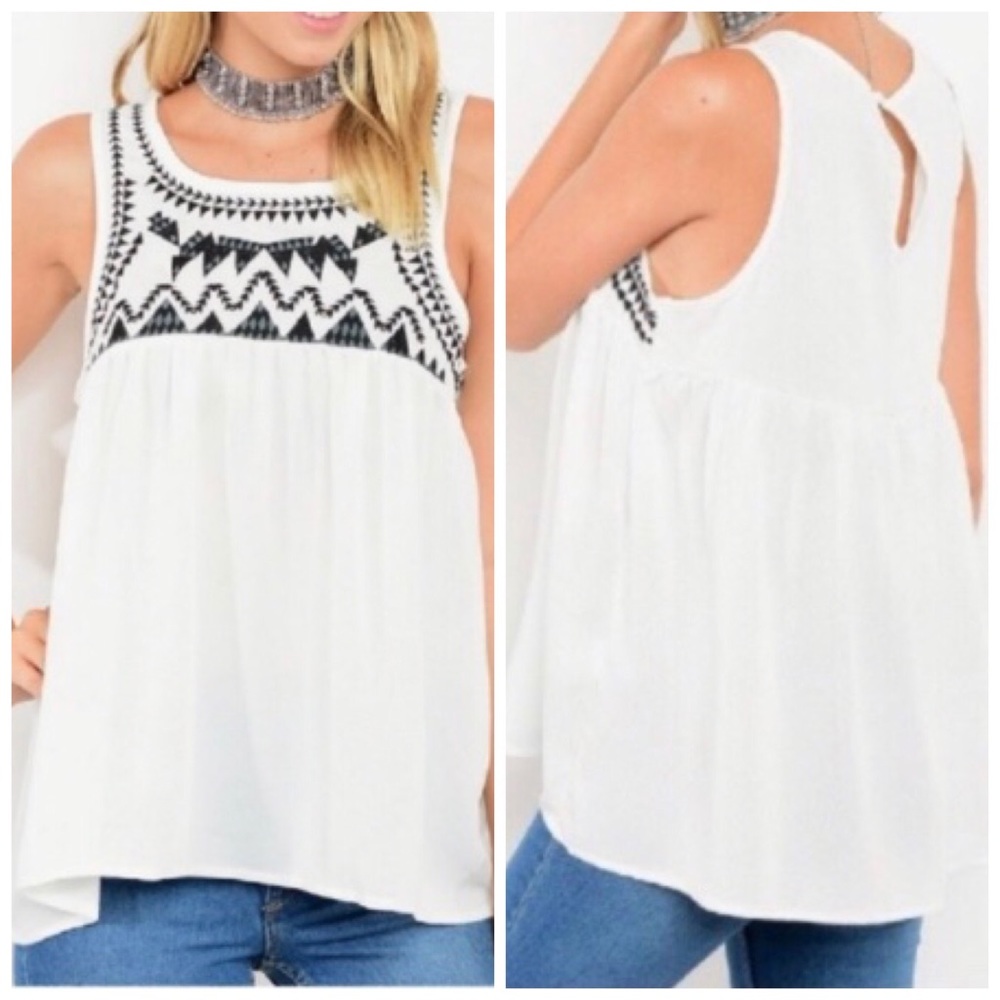 White Tank with Tribal Print
